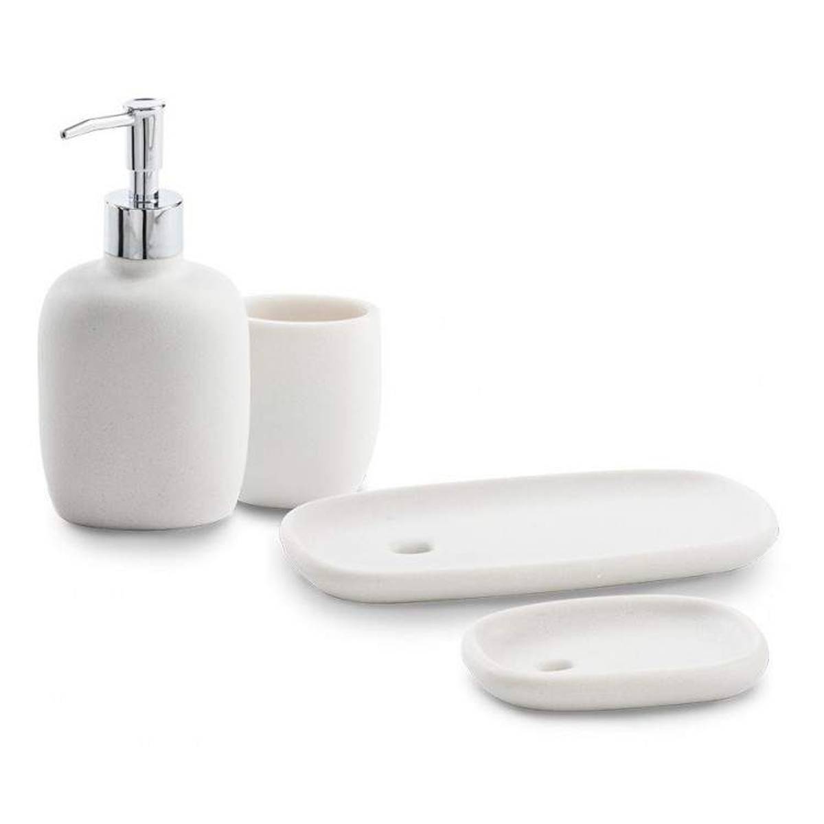 Cipi set zen white da 4 pezzi in resina satinata bianca for Accessori da bagno