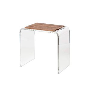 CIPI TANCHO STOOL Sgabello doccia Teak naturale trattato, plexiglass extraclear