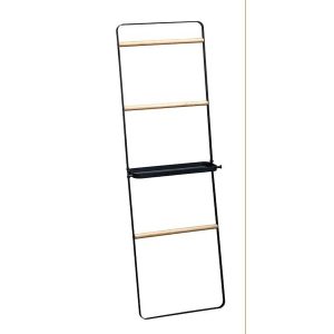 CIPI SCALETTA Scala in metallo satinato nero 3 piolo in legno mensola in metallo