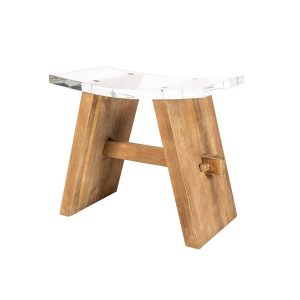 CIPI ZEN CLEAR STOOL Sgabello bagno teak naturale trattato-plexiglass extraclear