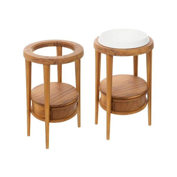 CIPI Consolle FAIR freestanding Teak curvato trattato con ripiano e cassetto