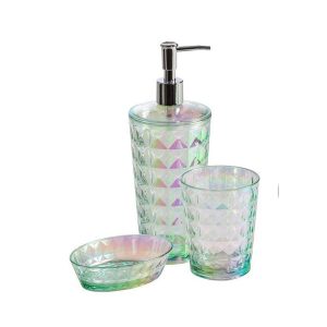 CIPI Set IRIDE PET decorato iridescente 3 pezzi: dispencer,bichhiere,portasapone