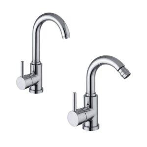 Set miscelatori GABOLI LUIGI Dolly 1135 Lavabo + 1155 Bidet cromo – Con canna orientabile | Quaranta Store