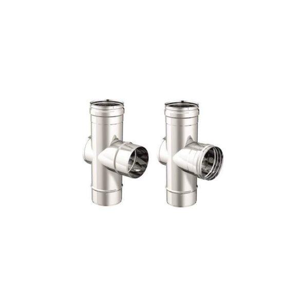 APROS Dynamic One-Raccordo T90°+ispezione ø80 M/F in inox monoparete TS90 - TF90