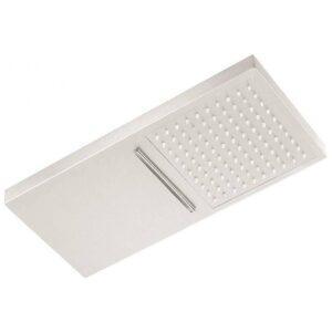 Soffione doccia 23x50 inox304 parete,getti silicone anticalcare cascata + doccia