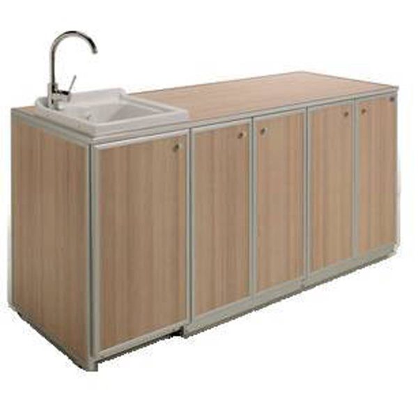 Mobile lavatoio coprilavatrice con ante colorate e vasca in ABS lato DX o SX