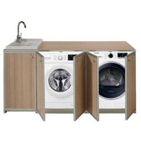 Mobile lavatoio coprilavatrice con ante colorate e vasca DX/SX | Quaranta Store - immagine 3