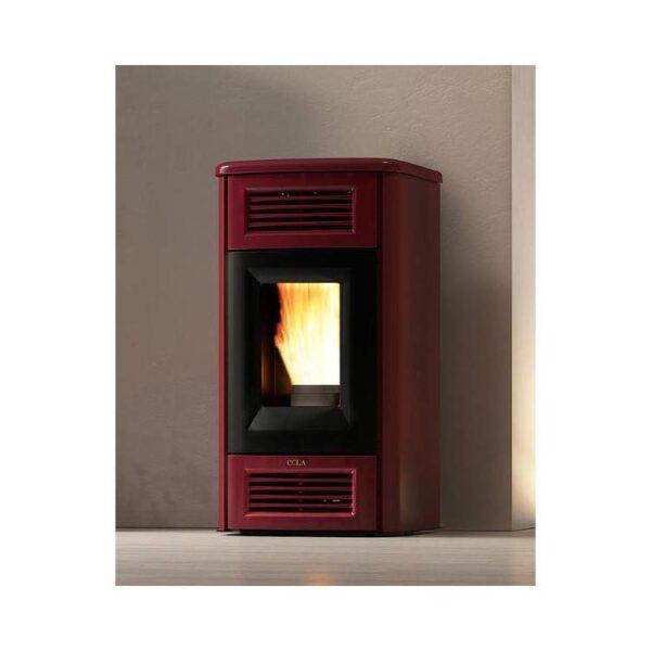 Stufa pellet Anselmo Cola TERMO PERLA PLUS 22,9kW acciaio,ceramica,porta in ghisa