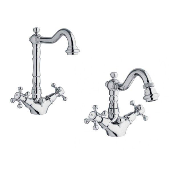 GABOLI LUIGI Set Gruppi monofori DUETTO Lavabo 830+Bidet 835 finitura cromo (CR)