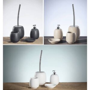 Set accessori bagno Metaform Afra in poliresina grigio pietra, sabbia o bianco