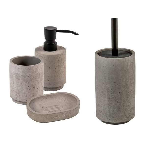 CIPI Set BETON in cemento "industrial" e metallo opaco 4 pezzi accessori bagno