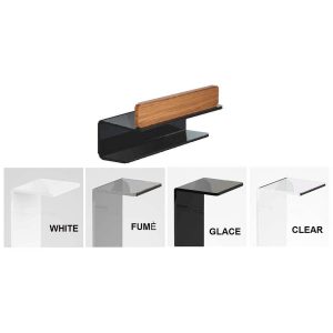 Mensola da parete BRIGHT in plexiglass e teak Burma riciclato – 30 cm – Quaranta Store