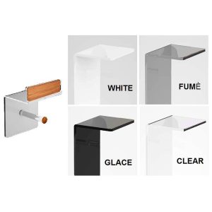 Porta carta da parete BRIGHT in teak Burma e plexiglass, disponibile in quattro colori