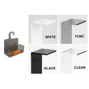 Porta oggetti da rubinetto BRIGHT in teak e plexiglass, disponibile in 4 colori