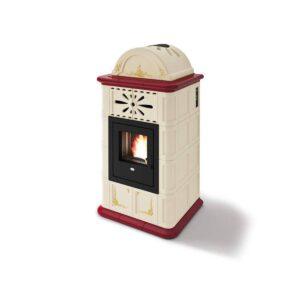 Stufa a pellet Eva Calòr Diana 13kW ventilata in Maiolica decori oro 24 carati