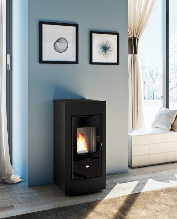 Stufa a pellet Eva Calòr EVELYN 10kW acciaio curvo 1 canalizzazione indipendente - immagine 4