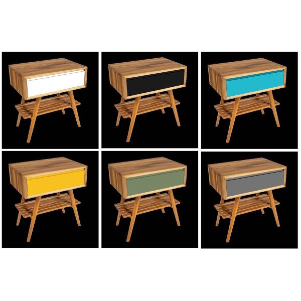 Consolle Feelcolor in teak naturale con cassetto colorato in mogano opaco