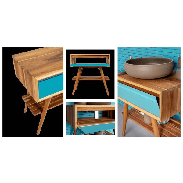 Consolle Feelcolor in teak con cassetto colorato in mogano | Quaranta Store - immagine 9