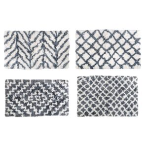CIPI Tappeto FLUFF cotone soffice 4 diverse fantasie semplici in grigio e bianco