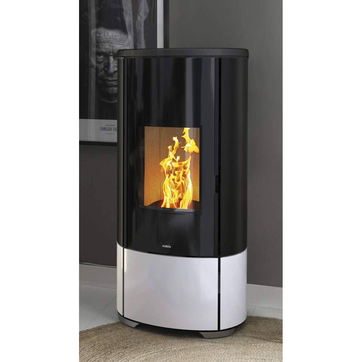 Termostufa pellet ERMETICA NOBIS H10 V SHAPE 10kW idro con ventilazione frontale