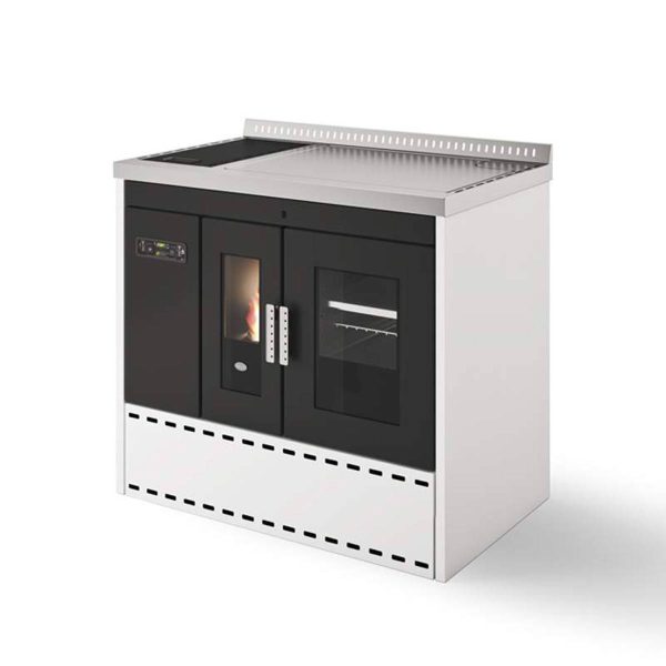 Termocucina a pellet Idro Eva Calòr ISOTTA 21kW in acciaio verniciato con forno
