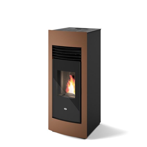 Stufa a pellet EVA CALOR LETIZIA 15kW canalizzata con 2 uscite indipendenti in acciaio verniciato