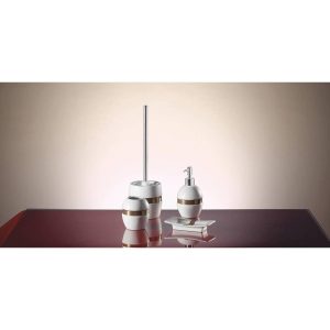 METAFORM MAYA Set accessori da appoggio in CERAMICA bianca/bronzo 4 pezzi