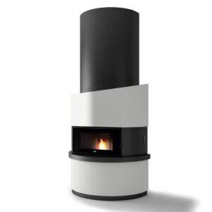 Camino pellet Eva Calòr MICHELANGELO 11,5kW tondo cappa telescopica e radiocomando