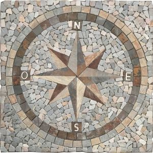 Rosone mosaico STON MARTE 60x60 in pietra naturale su rete per interni esterni