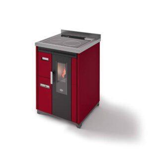 Cucina a pellet Eva Calòr NINA 7,5kW ad aria ventilata PIANO COTTURA IN ACCIAIO