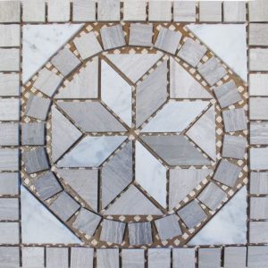 Rosone mosaico STON OSLO 30x30 in pietra naturale su rete per interni esterni