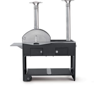FONTANA FORNI Forno-barbecue cottura ibrida PIZZA&CUCINA DOPPIO in acciaio
