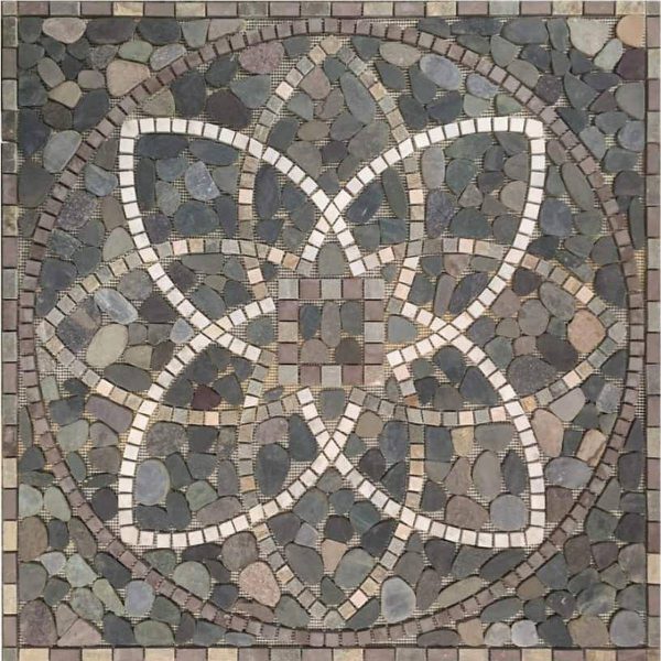 Rosone mosaico STON PLUTONE 100x100 pietra naturale su rete per interni esterni