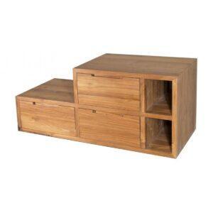 CIPI Mobile PRATICO TOP Teak naturale cerato con 2 cassetti 1 ribaltina 2 ripiani