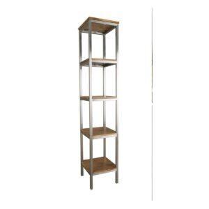 CIPI Mobile PURO COLONNA OPEN struttura acciaio inox satinato 4 ripiani in teak