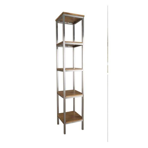 CIPI Mobile PURO COLONNA OPEN struttura acciaio inox satinato 4 ripiani in teak