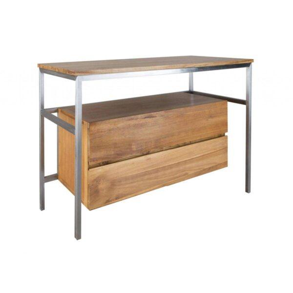 CIPI Mobile PURO CONSOLLE Teak acciaio inox sezione quadrata 2 cassetti