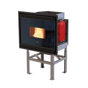 Inserto pellet Idro Ravelli RBH 200V ventilato 20kw fronte vetro,supporto incluso