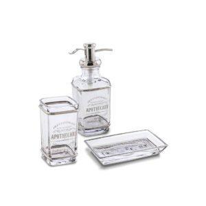 CIPI Set RETRO' 3 pezzi in vetro con decori e finiture silver, metallo argentato