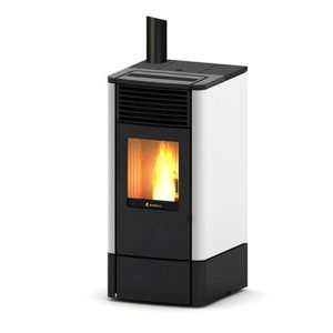 Stufa a pellet ventilata Ravelli S 70 7kW acciaio bicolore uscita fumi superiore