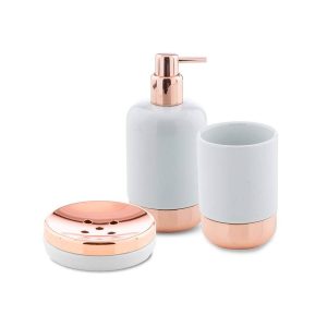 CIPI Set SPA da 3 pezzi in Porcellana bianca con fondo in rame lucido