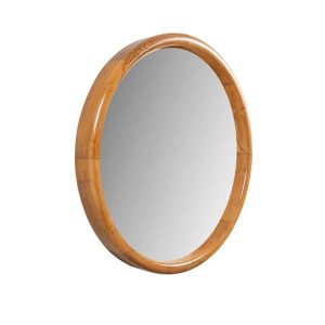 CIPI THEROUND specchio tondo Ø 100 cm cornice in teak lucidato 10 cm di spessore