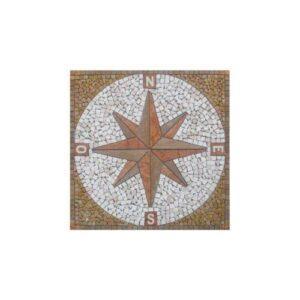 Rosoni rosone mosaico in marmo su rete per interni esterni 66x66 WIND ROSE NOCE
