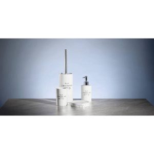 METAFORM YORKSHIRE Set accessori da appoggio PORCELLANA bianca decorata 4 pezzi