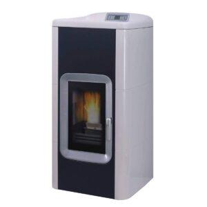 Termostufa a pellet LAMINOX AIDA IDRO 28 STEEL 28kW fianchi acciaio top maiolica