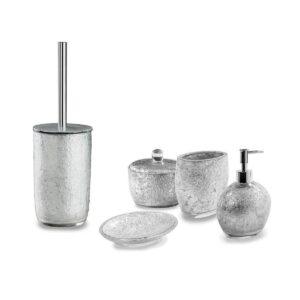 CIPI Set ARGENT 5 pezzi da appoggio in resina e argento foglia accessori bagno