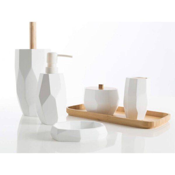 CIPI Set SURFACE BAMBOO da 6 pezzi resina bianca e legno naturale contemporaneo