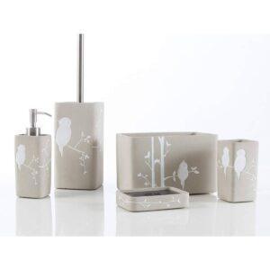 CIPI Set BIRDIE CEMENT da 5 pezzi in resina cemento decorato a mano e metallo