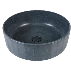 Lavandino da appoggio CIPI CASTLE in Blue Sand Stone finitura Dark Grey con piletta coordinata