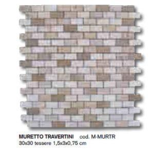 Mosaico in marmo su rete 30x30 Muretto travertini